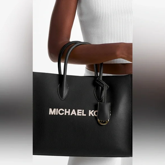 Michael Kors gorgeous handbag with Gold Accents and white logo medium size nwt - Picture 2 of 4